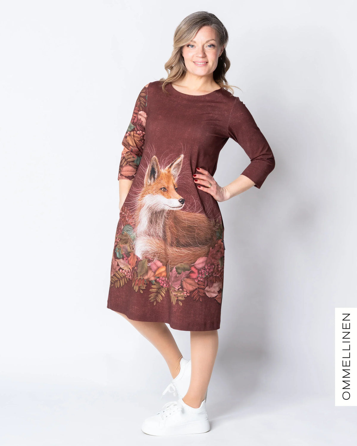 IISI dress, Syksyn lehdet ja kettu - burgundy