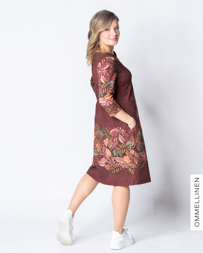 IISI dress, Syksyn lehdet ja kettu - burgundy