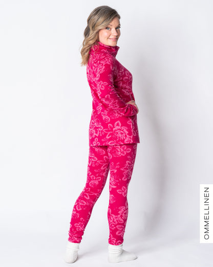 MERINO leggings, Babushka Roses - pink