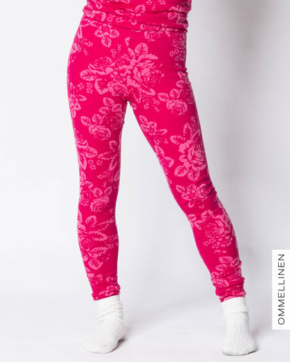 MERINO leggings, Babushka Roses - pink