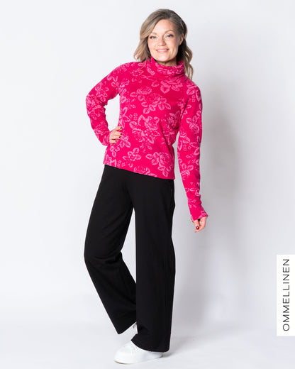 MERINO polo, Babushka Roses - pink