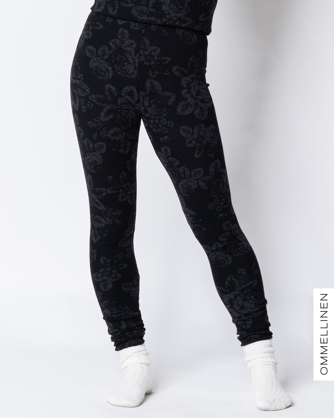 MERINO leggings, Babushka Roses - black/grey