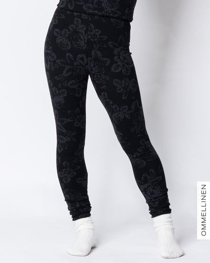 MERINO leggings, Babushka Roses - black/grey