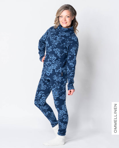 MERINO polo, Babushka Roses - blue