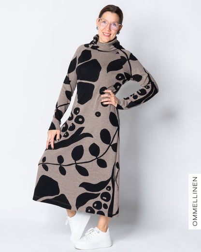 WOOL dress, Kaunotar - hazelnut/black