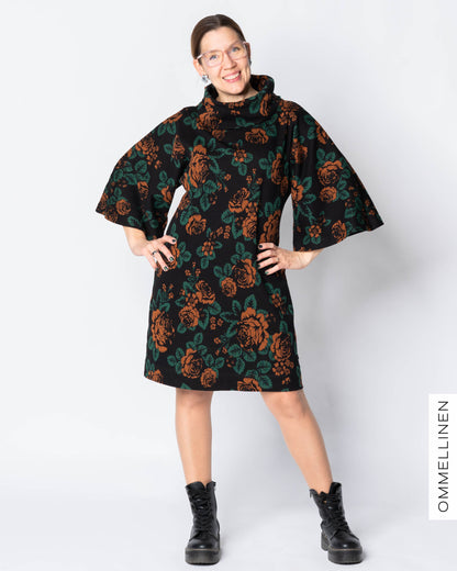 HULMU tunic, Babushka Roses - black/brown