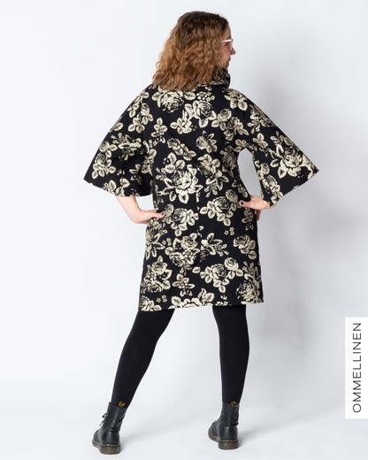 HULMU tunic, Babushka Roses - gold champagne