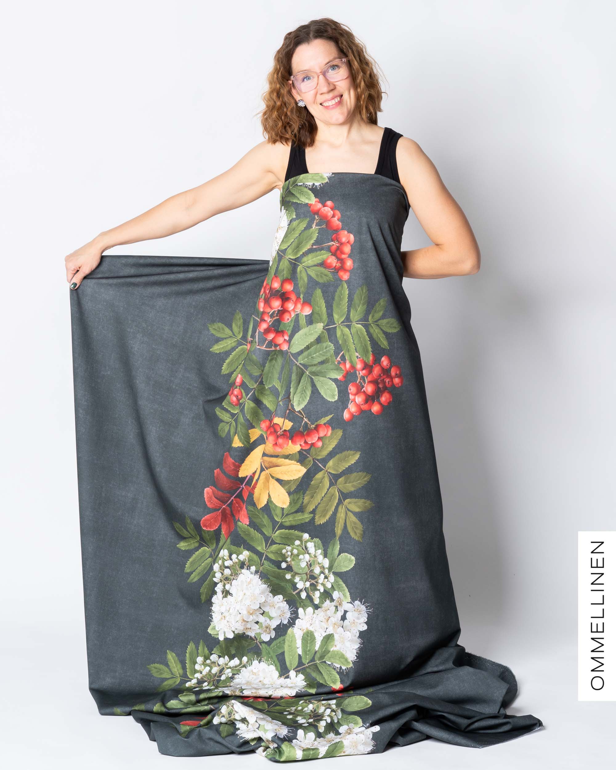 Cotton satin, Pihlaja - grey