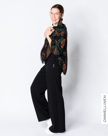 KOLMIO scarf, Babushka Roses - black/brown