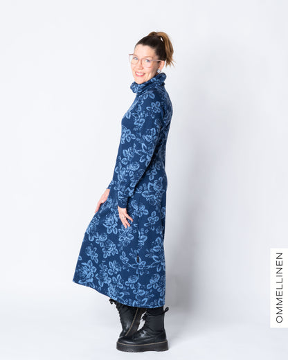WOOL dress, Babushka Roses - blue