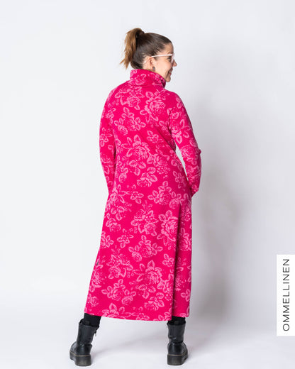 WOOL dress, Babushka Roses - pink