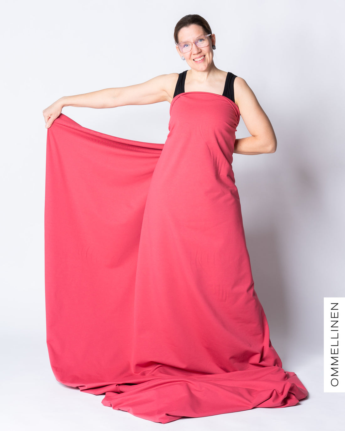 French terry brushed - wide, deep coral