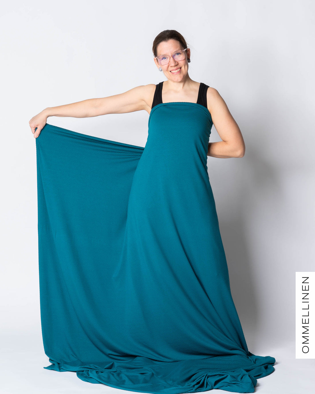 Embossed viscose knit, petrol