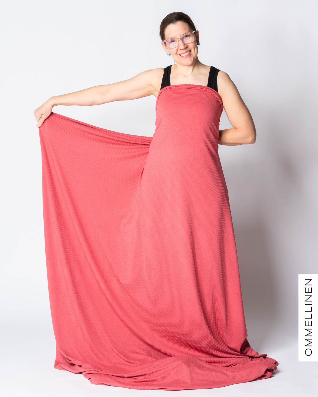 Embossed viscose knit, deep coral