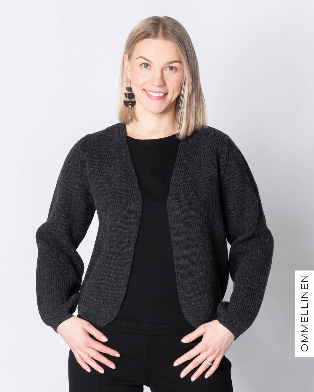 NEULE cardigan - merino, dark grey