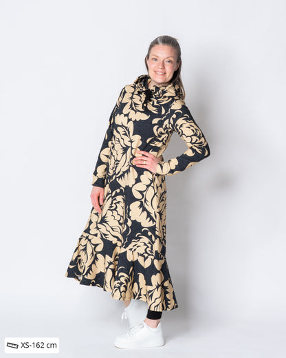 HULMU hoodie, Babushka Roses Giant - black/sand