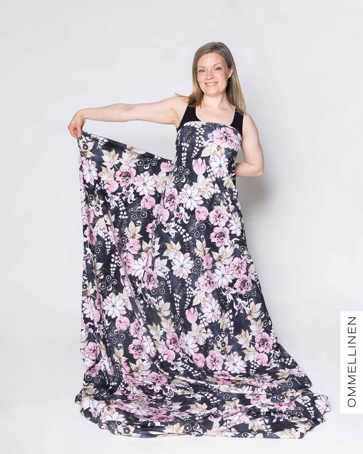 Jersey - PRE-CUT, Tulppaanien tanssi - blue/rose