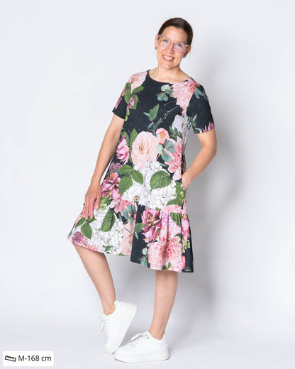 WHOOPS! FRILLA dress - short, Kukkakimppu - black - S