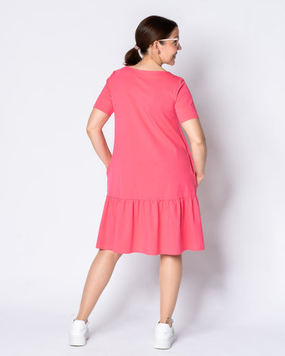 WHOOPS! FRILLA dress - short, coral - 3XL