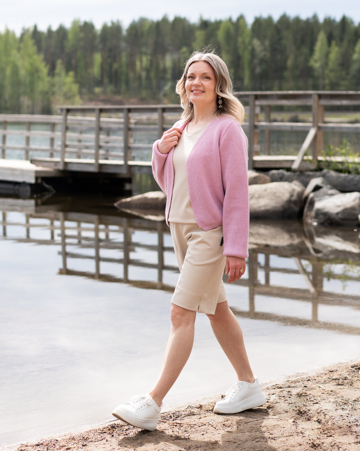 NEULE cardigan - merino, cotton candy