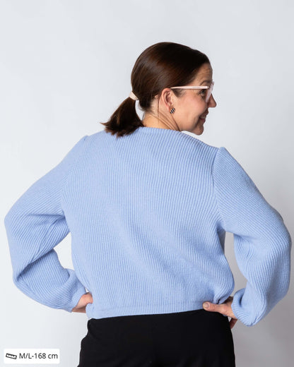 NEULE cardigan - merino, light blue