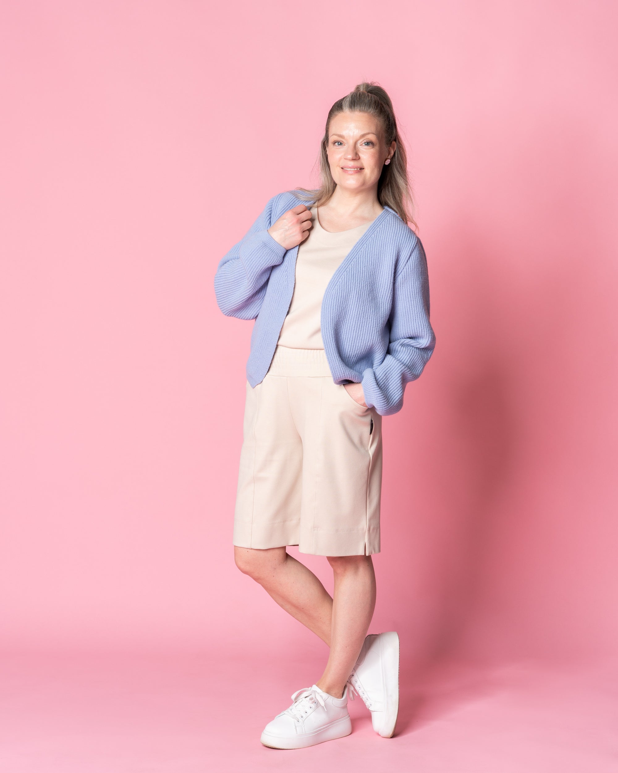 NEULE cardigan - merino, light blue