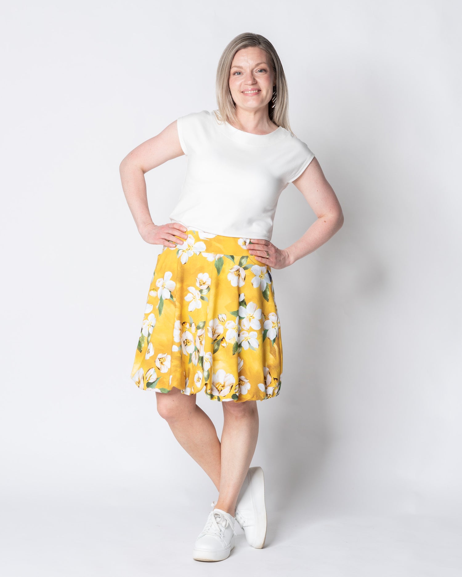 PUFFI skirt, Omenankukkia - yellow