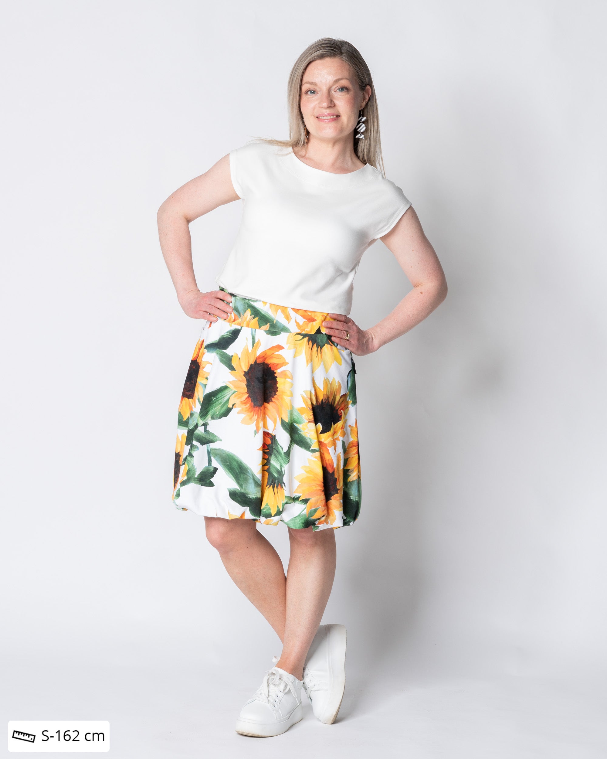 PUFFI skirt, Auringonkukka - white