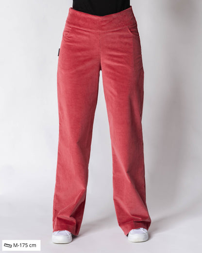 CORDUROY pants - LONG LENGTH, deep coral