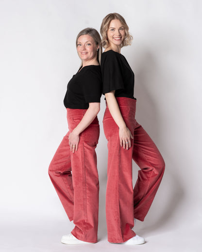 CORDUROY pants - NORMAL LENGTH, deep coral