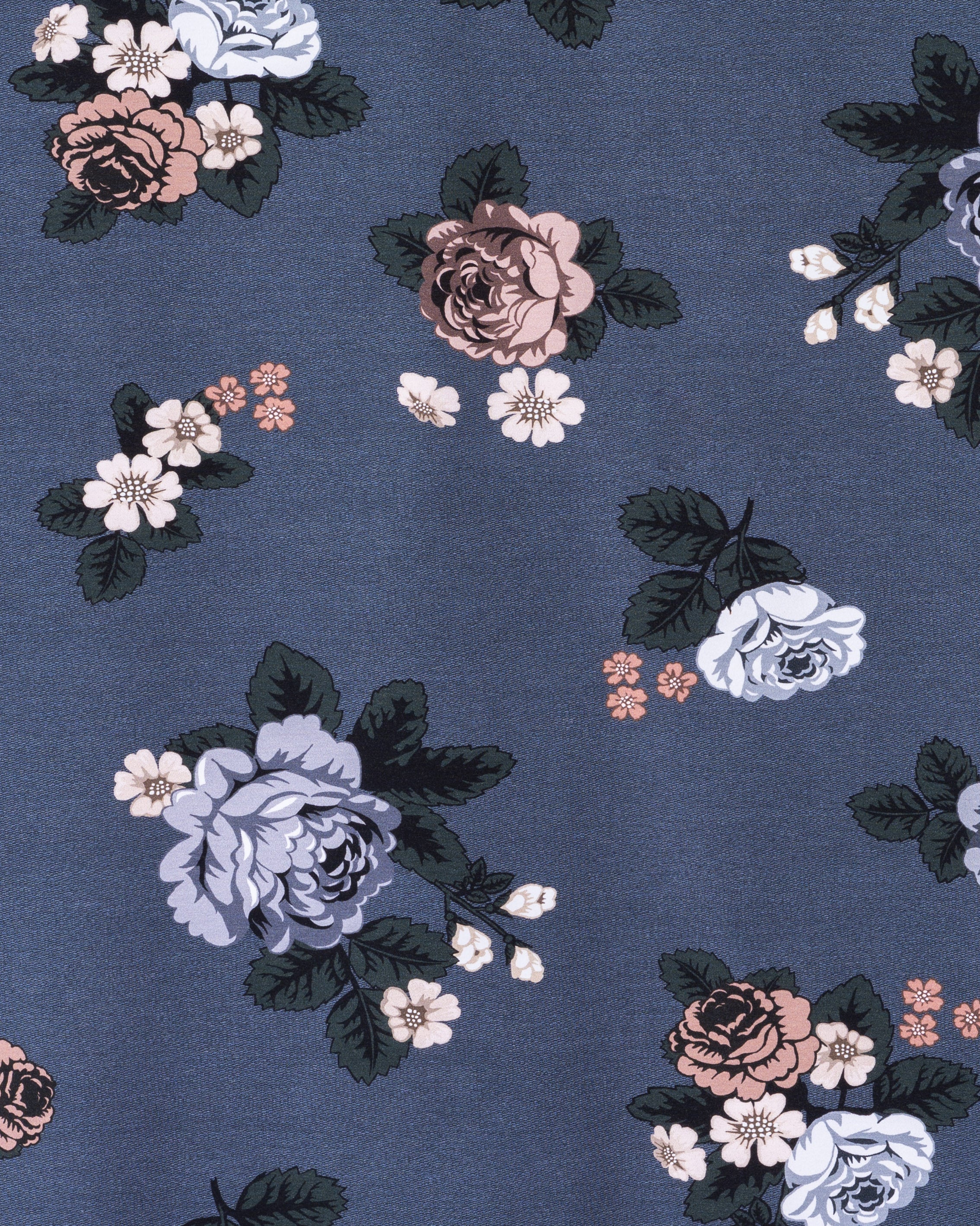 French terry, Babushka Roses - blueberry