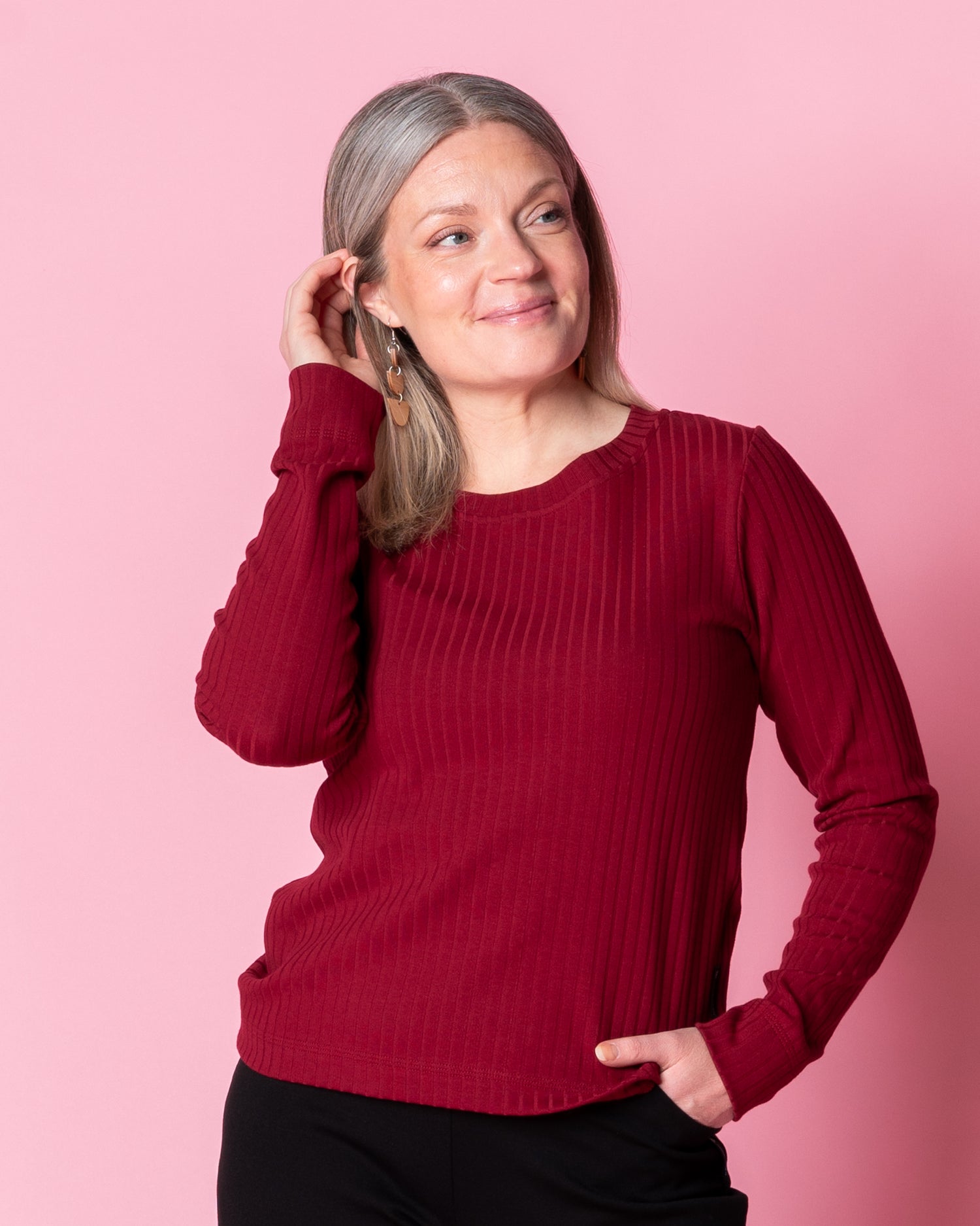 RIBBI shirt, burgundy