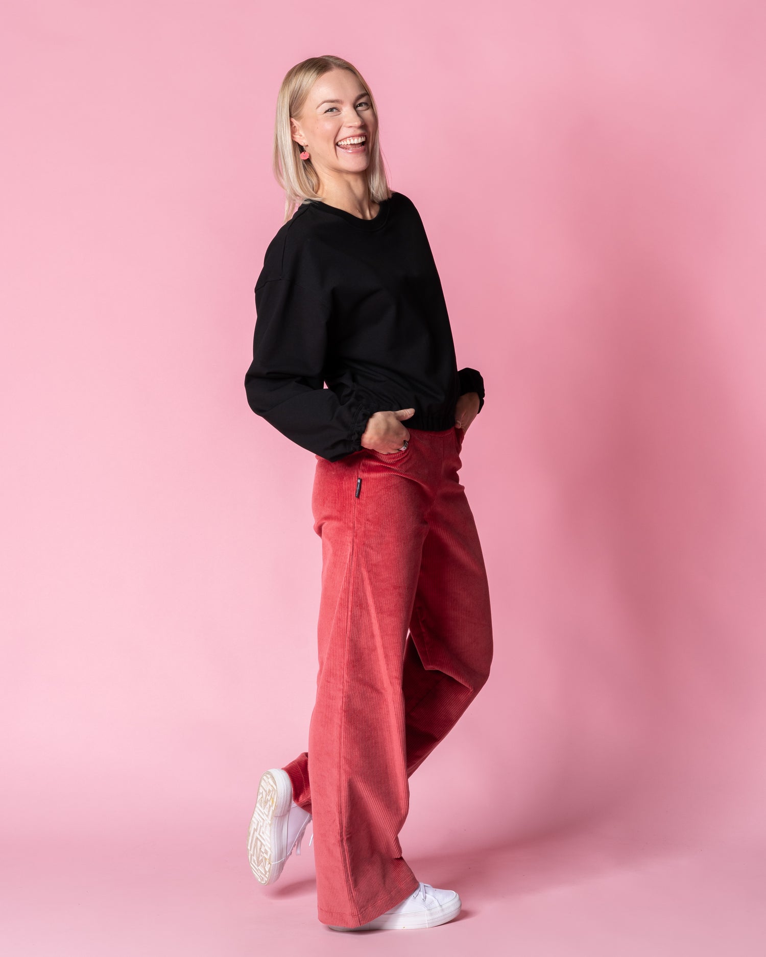 CORDUROY pants - LONG LENGTH, deep coral