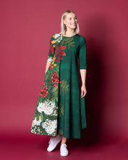 UNELMA dress, Giant pihlaja - emerald