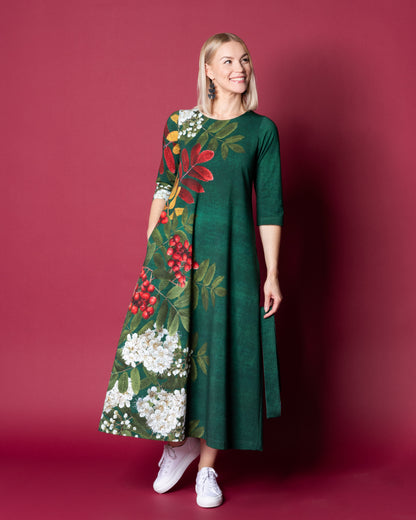 UNELMA dress, Giant pihlaja - emerald