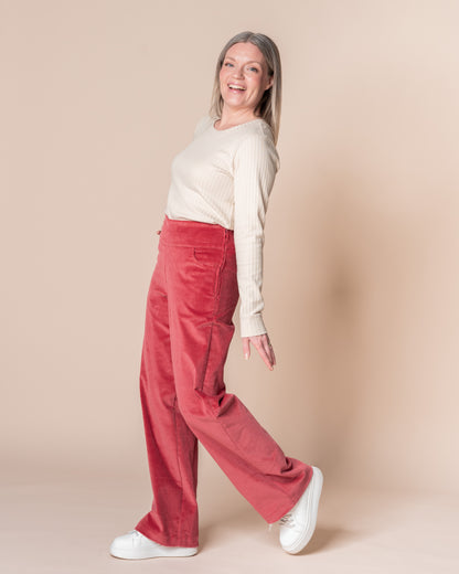 CORDUROY pants - NORMAL LENGTH, deep coral