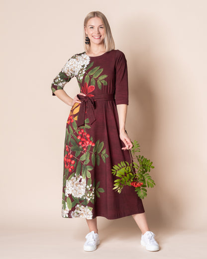 UNELMA dress, Giant pihlaja - deep wine