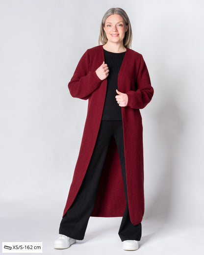 MAXI cardigan - merino wool, wine