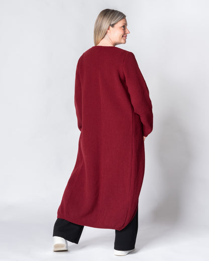 MAXI cardigan - merino wool, wine