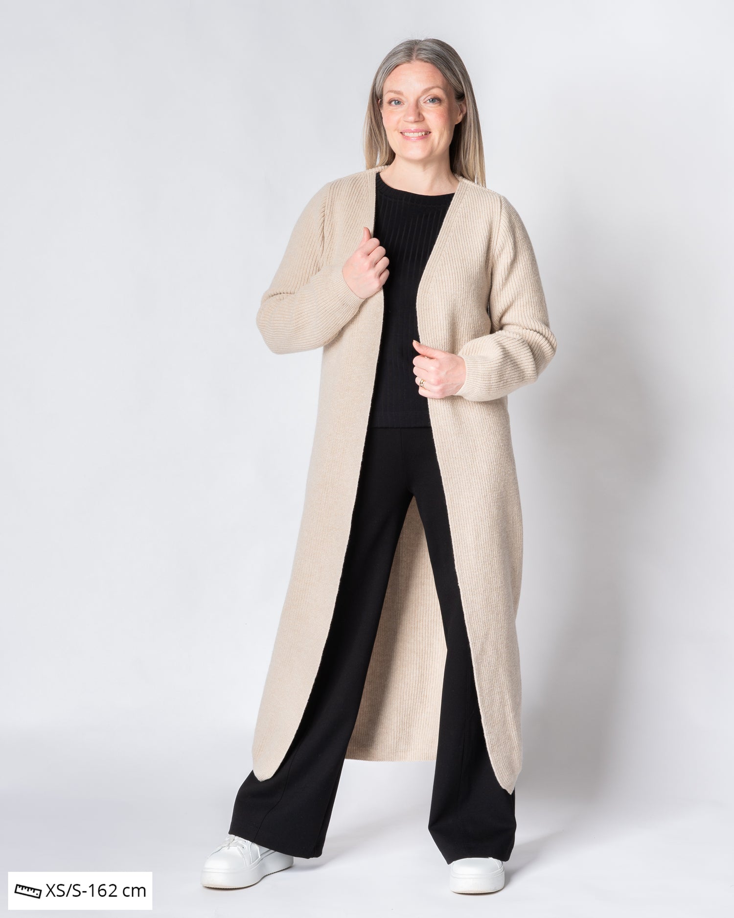 MAXI cardigan - merino wool, light sand