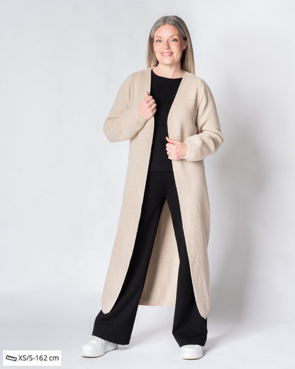 MAXI cardigan - merino wool, light sand