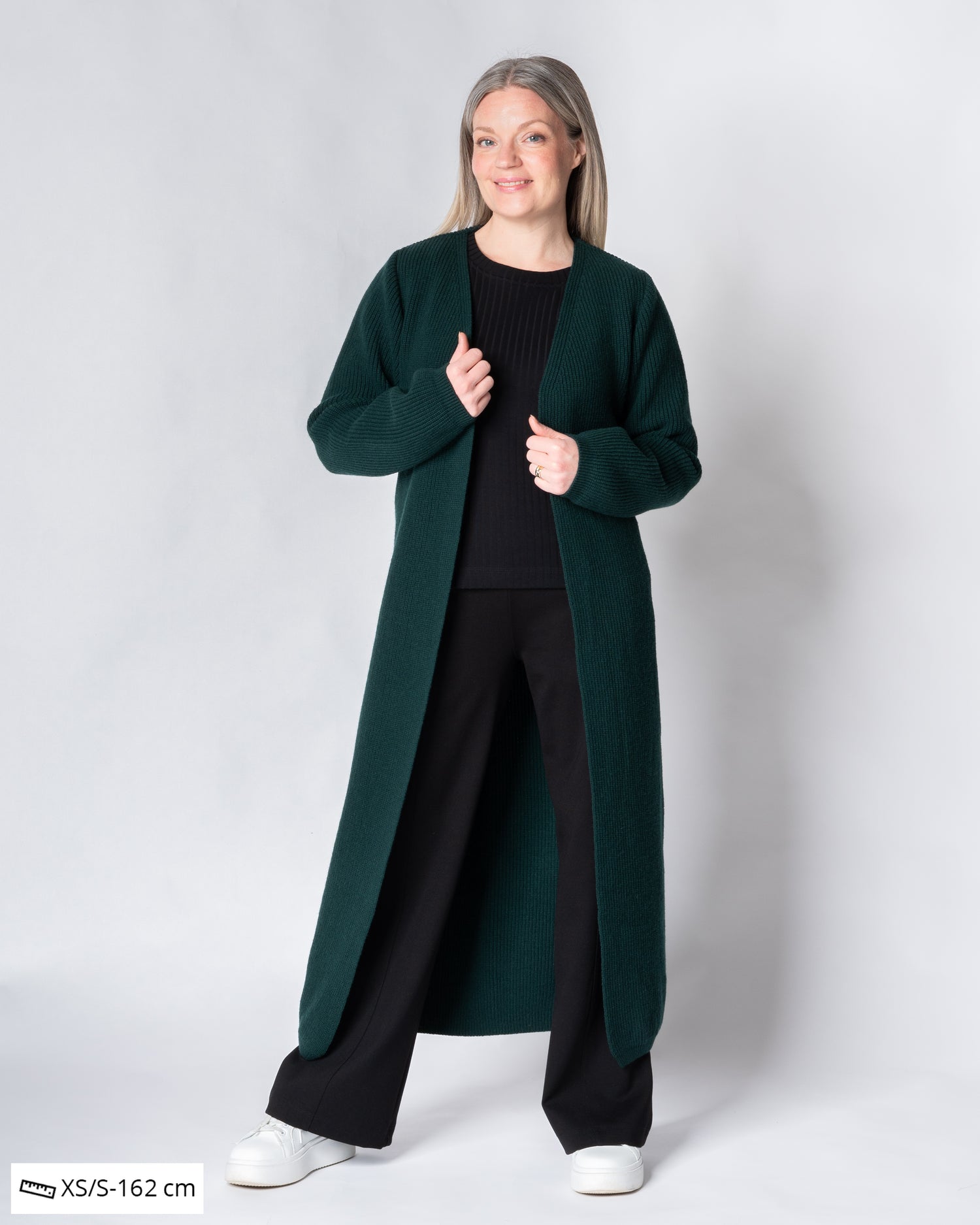 MAXI cardigan - merino wool, deep emerald