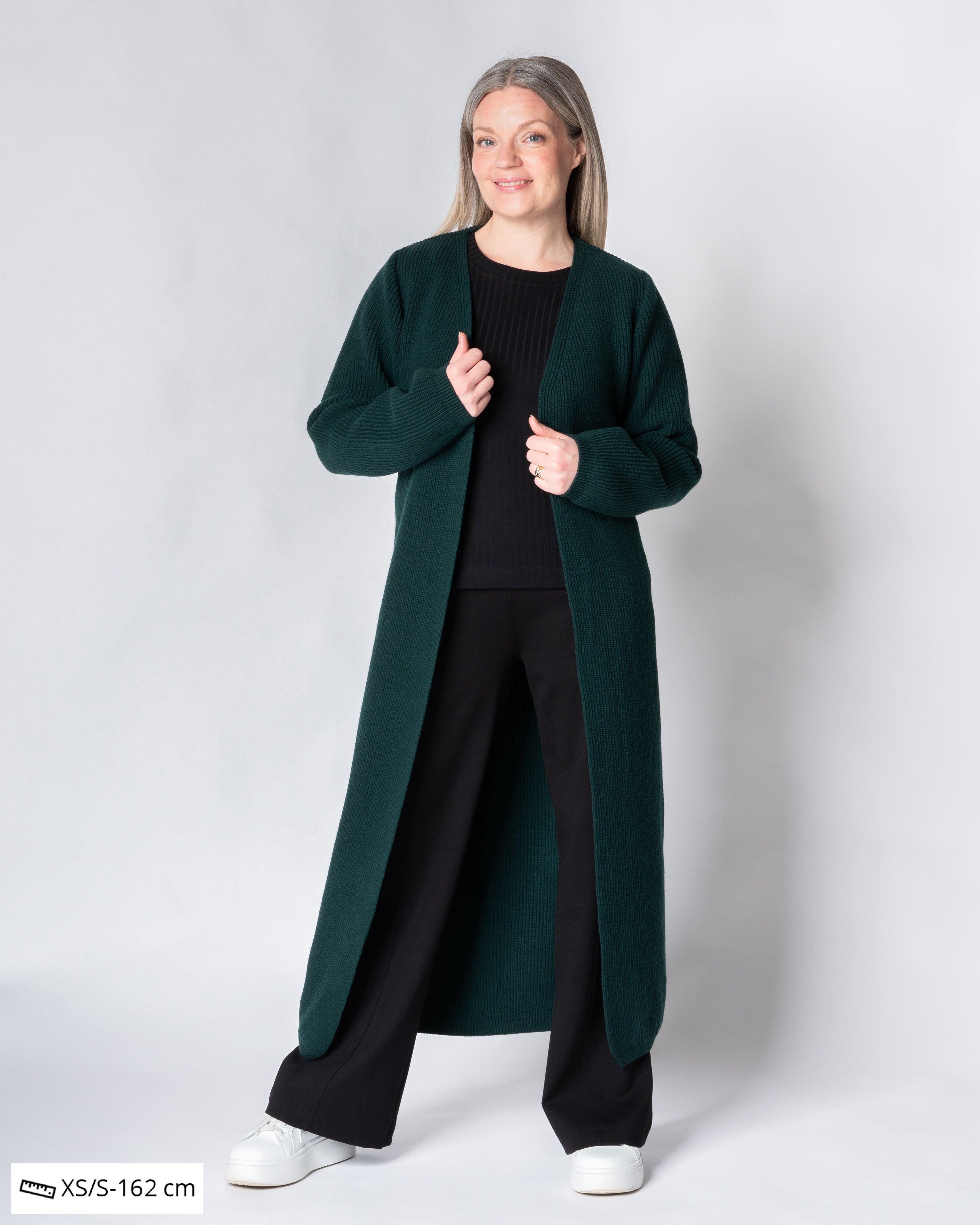 MAXI cardigan - merino wool, deep emerald