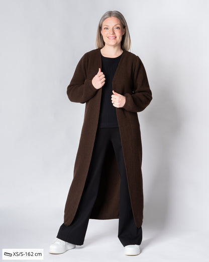 MAXI cardigan - merino wool, brown