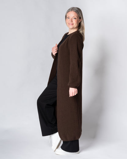 MAXI cardigan - merino wool, brown
