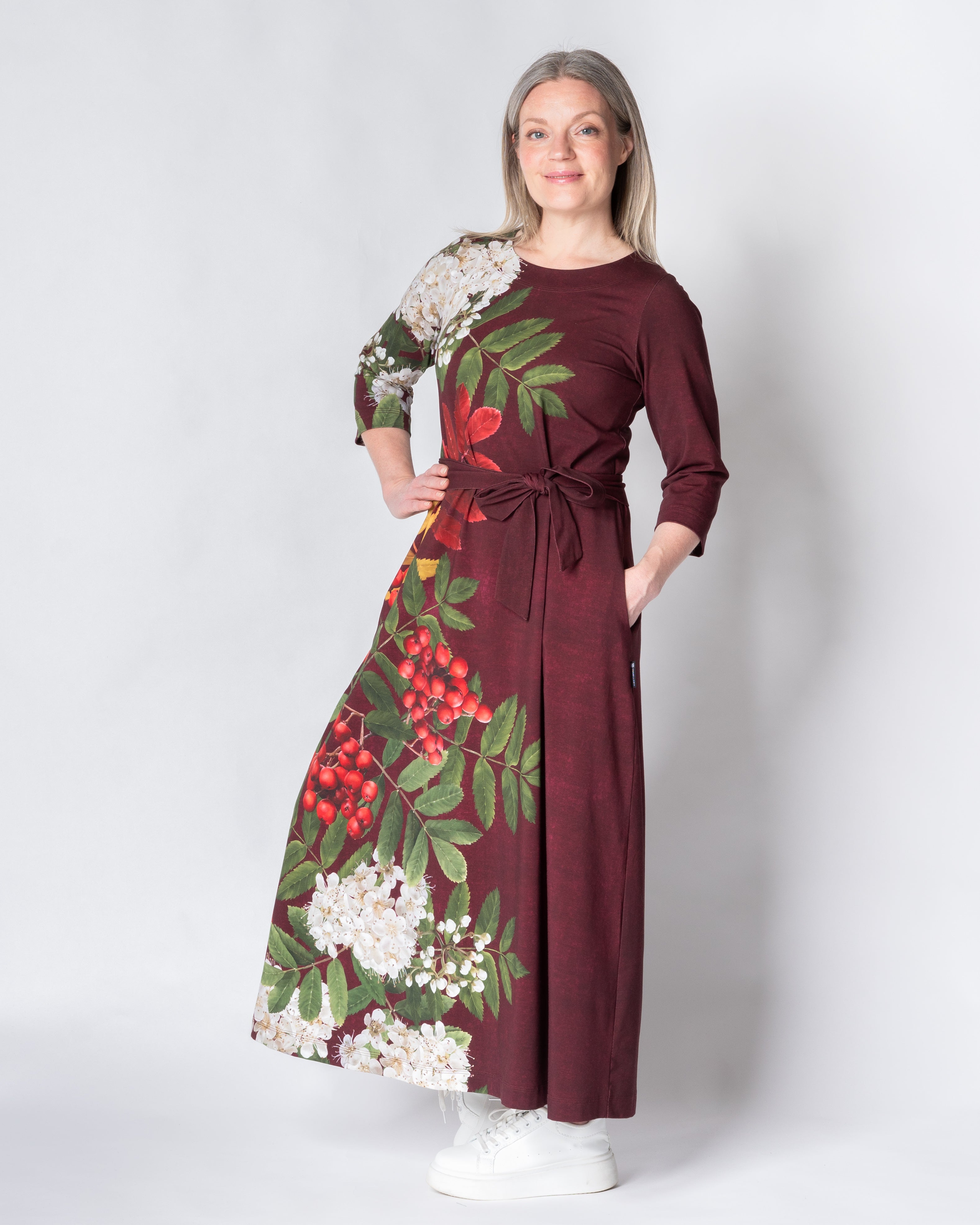 UNELMA dress, Giant pihlaja - deep wine