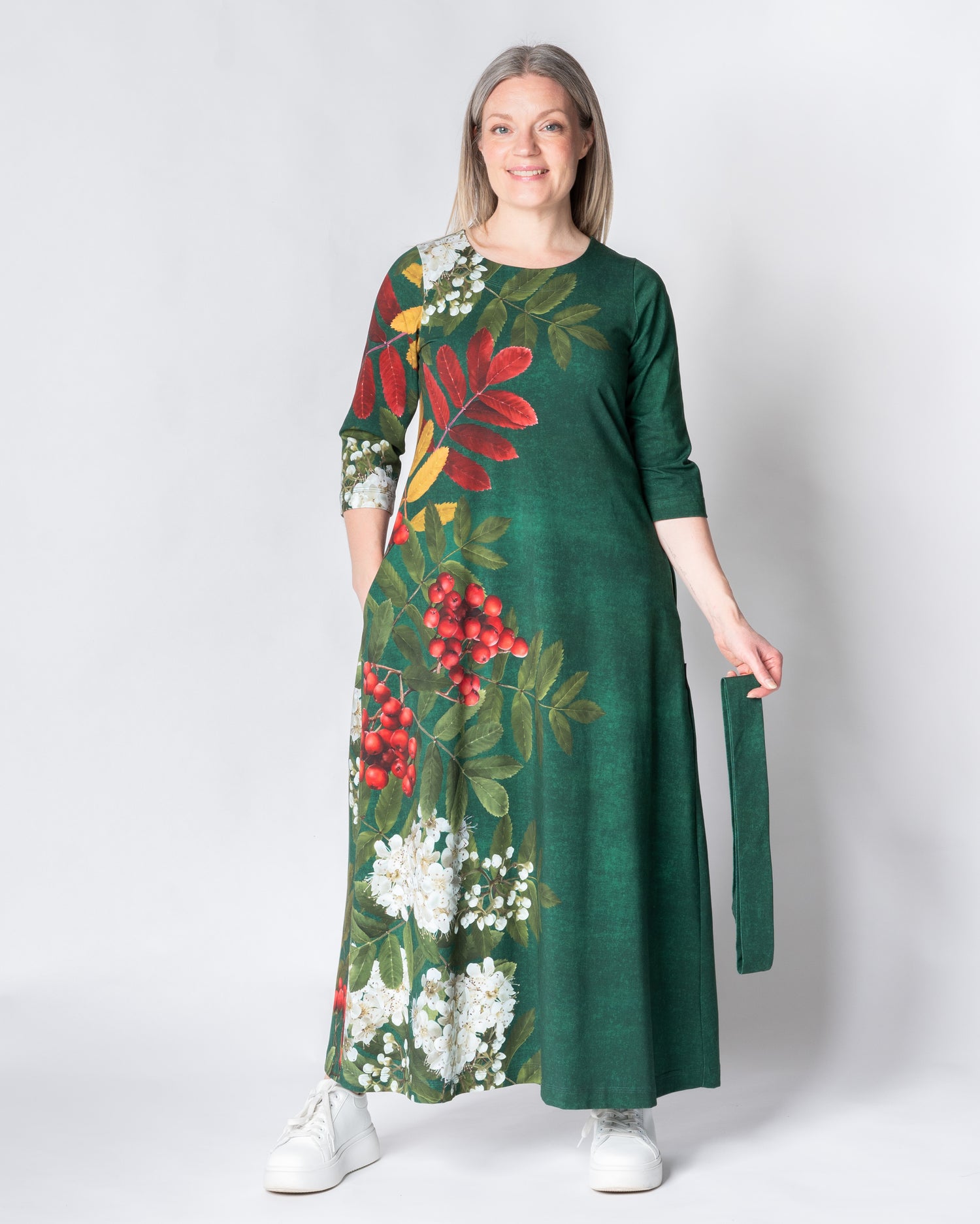 UNELMA dress, Giant pihlaja - emerald