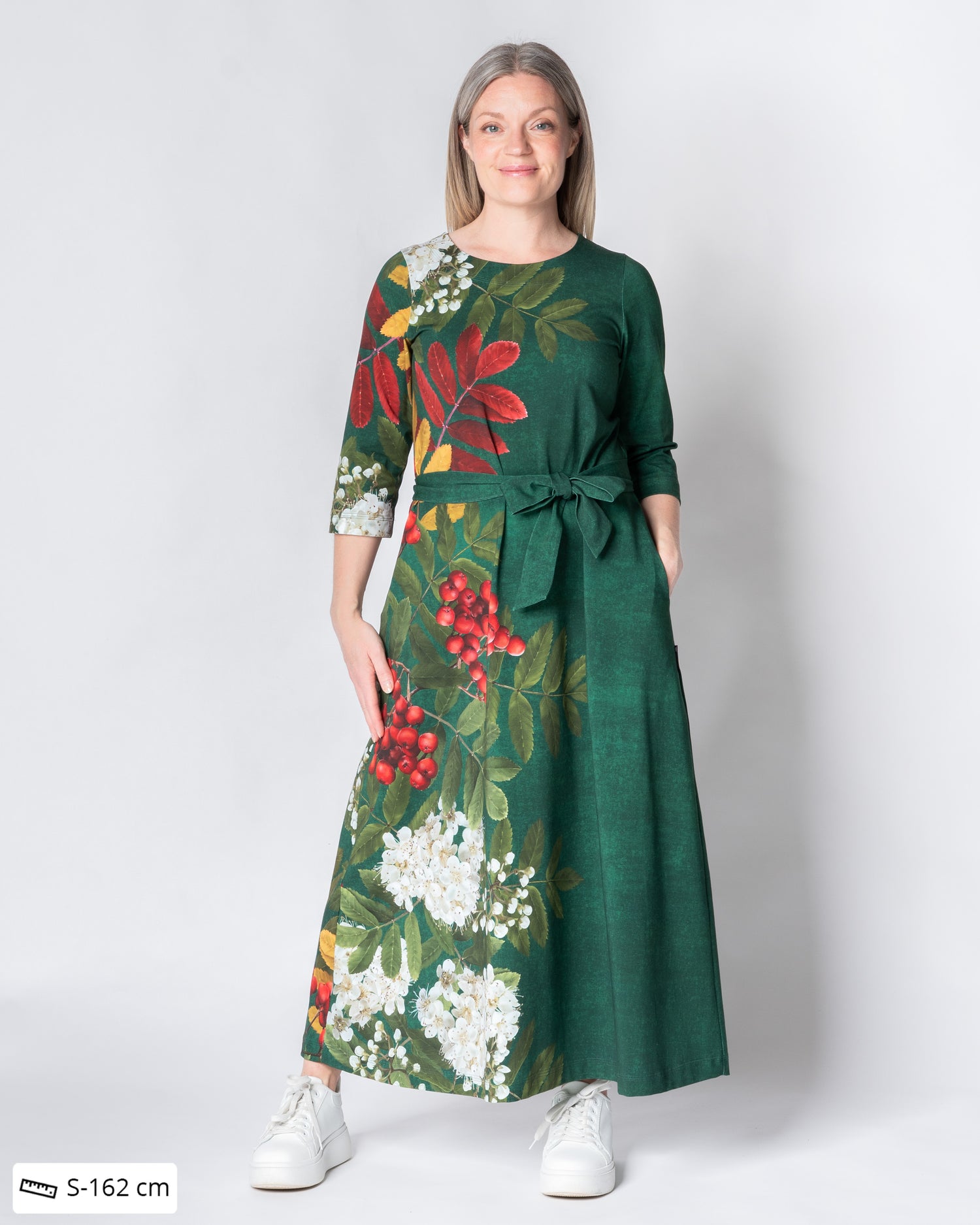 UNELMA dress, Giant pihlaja - emerald