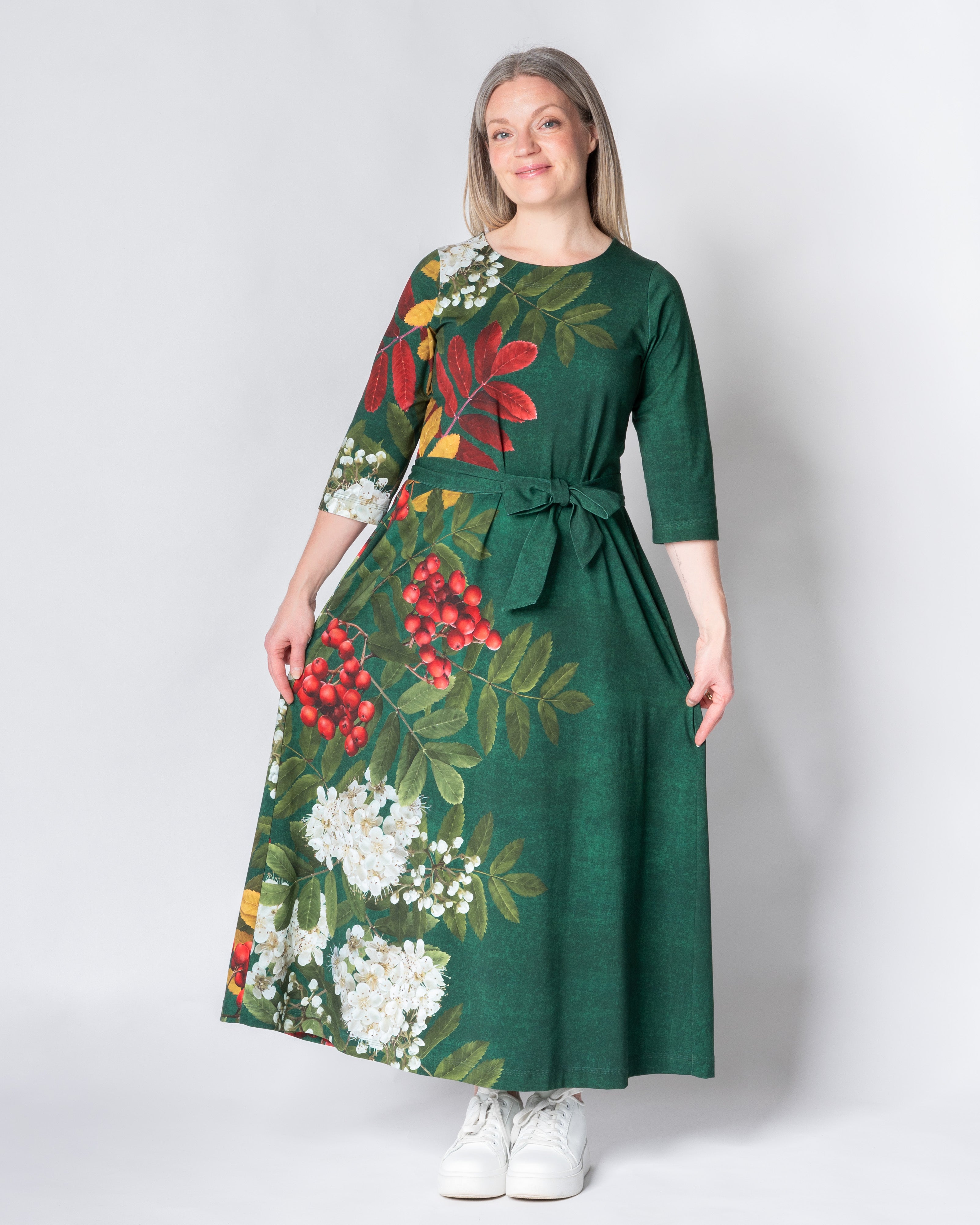 UNELMA dress, Giant pihlaja - emerald