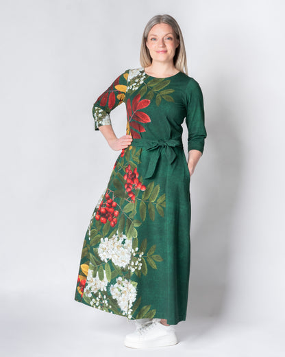UNELMA dress, Giant pihlaja - emerald
